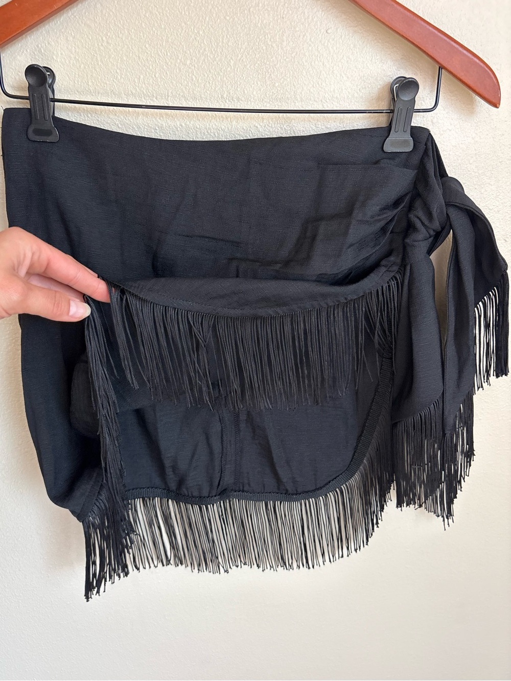 12th Tribe Black Fringe Mini Skirt - Picture 9 of 13
